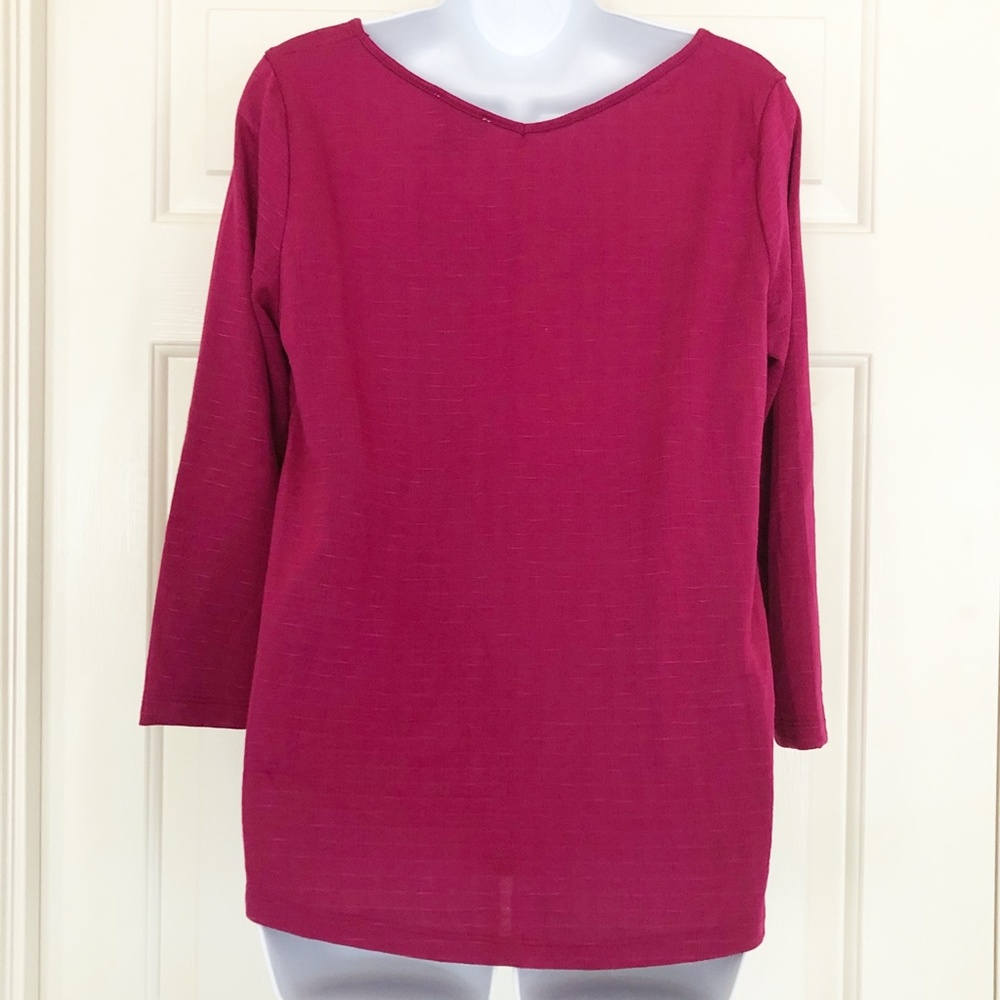 Status by Chenault Knot Front Top 3/4 Sleeve Sz M - Picture 5 of 9